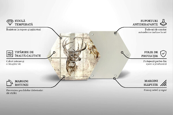 Skleněná deska do kuchyně Ilustrace zvířat jelenů