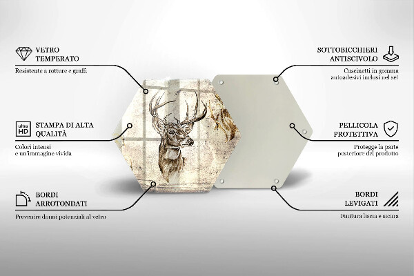 Skleněná deska do kuchyně Ilustrace zvířat jelenů