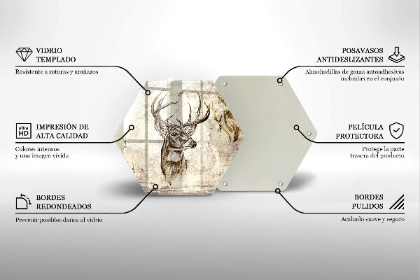 Skleněná deska do kuchyně Ilustrace zvířat jelenů