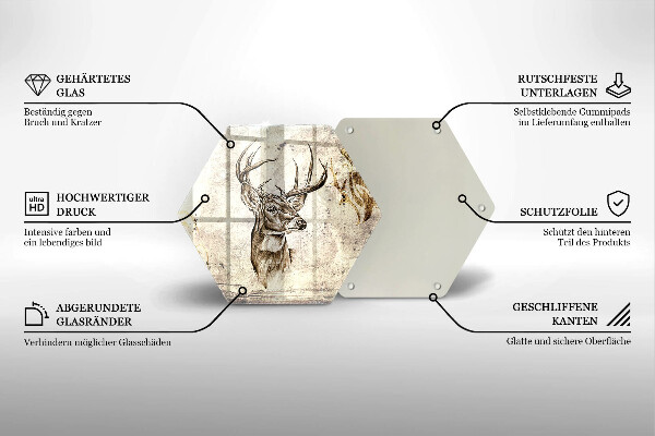Skleněná deska do kuchyně Ilustrace zvířat jelenů