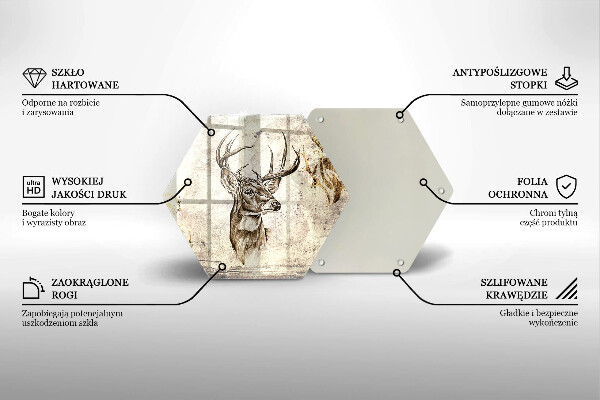 Skleněná deska do kuchyně Ilustrace zvířat jelenů