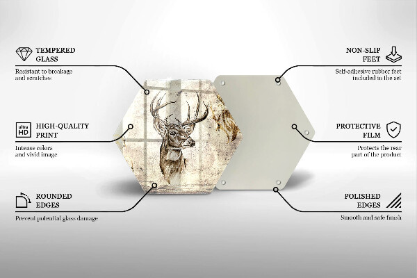Skleněná deska do kuchyně Ilustrace zvířat jelenů