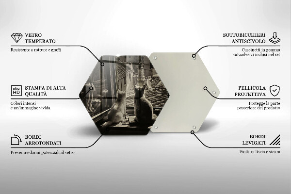 Skleněná deska do kuchyně Kočičí město a okno