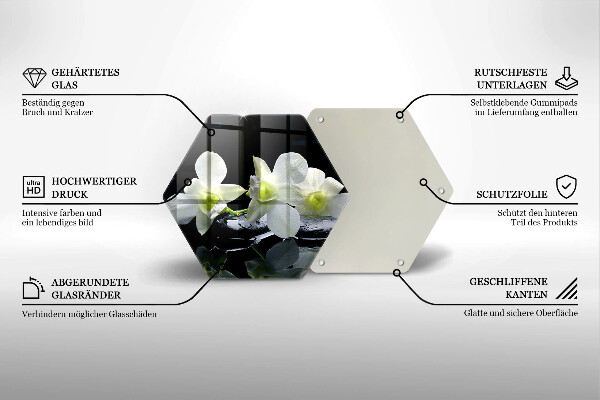 Skleněná deska do kuchyně Bílé květy v zenové vodě