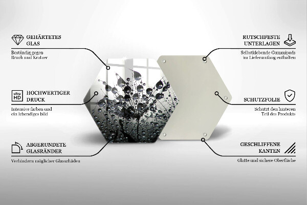 Skleněná deska do kuchyně Pampelišky a rosa