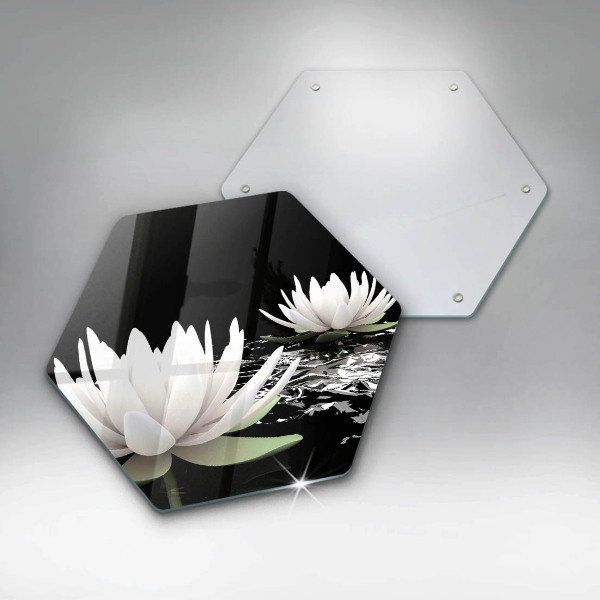 Skleněná deska do kuchyně Bílé lilie na vodě