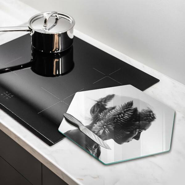 Skleněná deska do kuchyně Žena a les