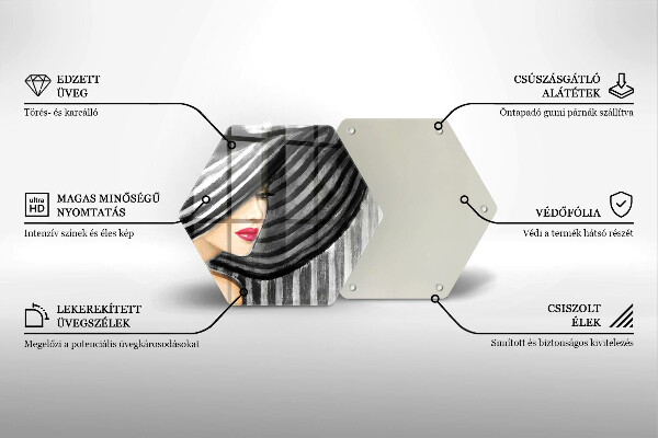 Skleněná deska do kuchyně Žena v klobouku