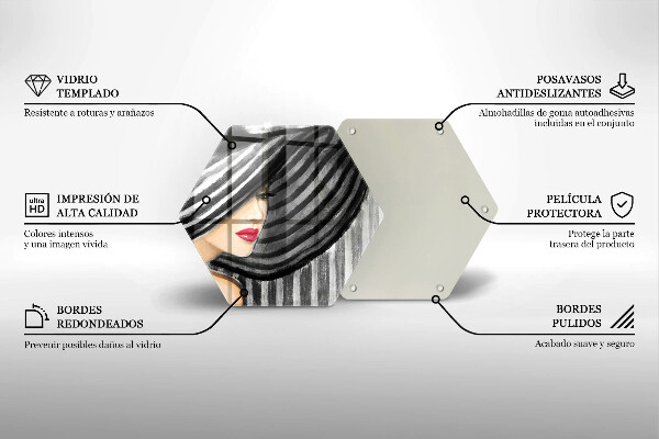 Skleněná deska do kuchyně Žena v klobouku