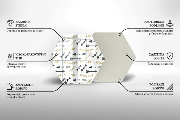 Skleněná deska do kuchyně Vzor boho šipky