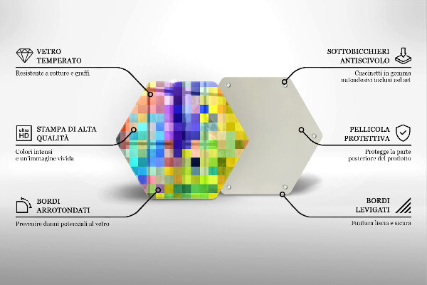 Skleněná krájecí deska Barevné pixelové čtverce