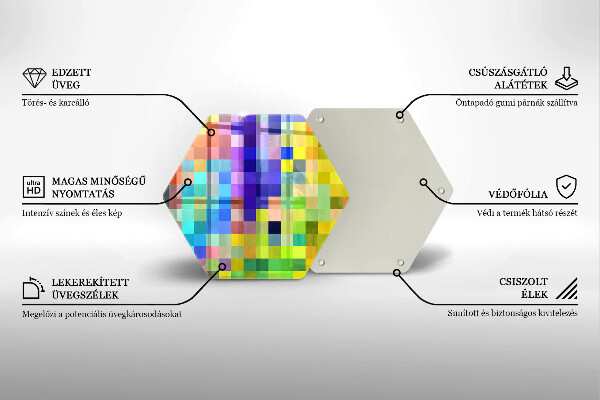 Skleněná krájecí deska Barevné pixelové čtverce