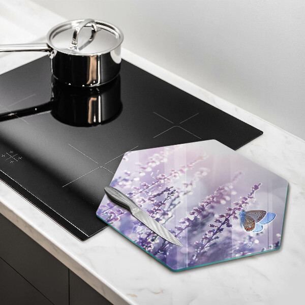 Skleněná krájecí deska Divoké květiny a motýl