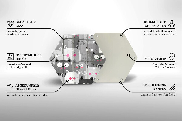 Skleněná krájecí deska Ilustrace kočky