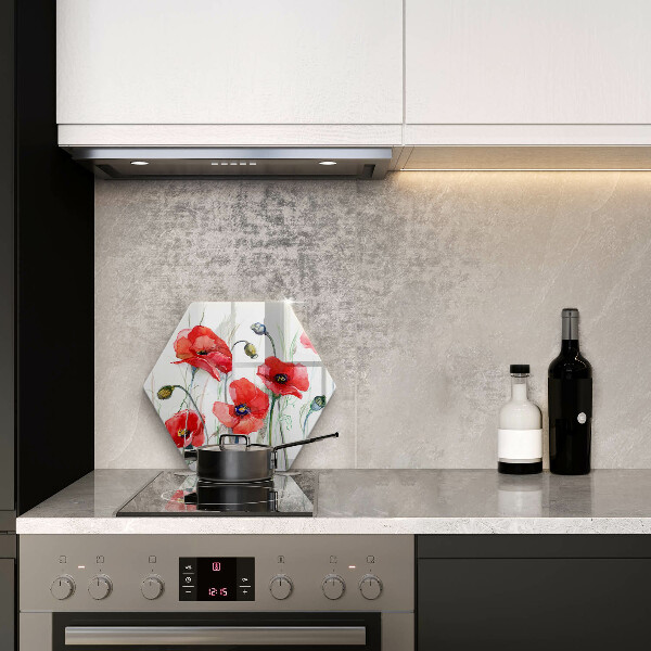 Skleněná deska do kuchyně Květy červeného máku