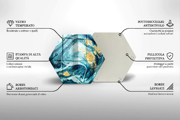 Skleněné krájecí prkénko Modré zlato abstrakce