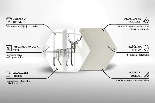 Skleněná deska do kuchyně Ilustrace jelenů a lesů