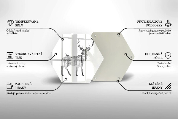 Skleněná deska do kuchyně Ilustrace jelenů a lesů