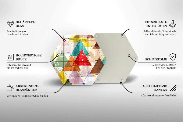 Skleněná krájecí deska Malované trojúhelníky