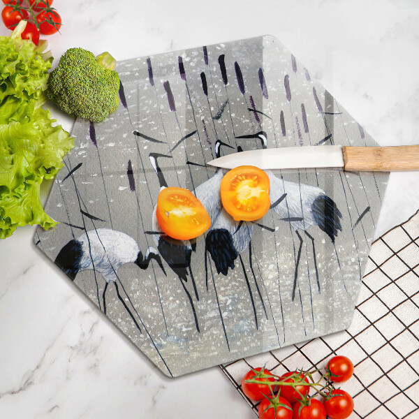 Skleněná krájecí deska Japonské jeřáby