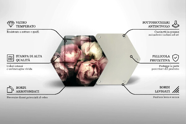 Skleněná krájecí deska Pivoňkové květy