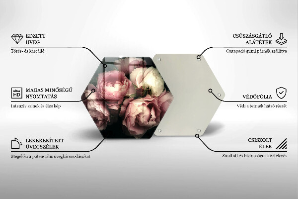 Skleněná krájecí deska Pivoňkové květy