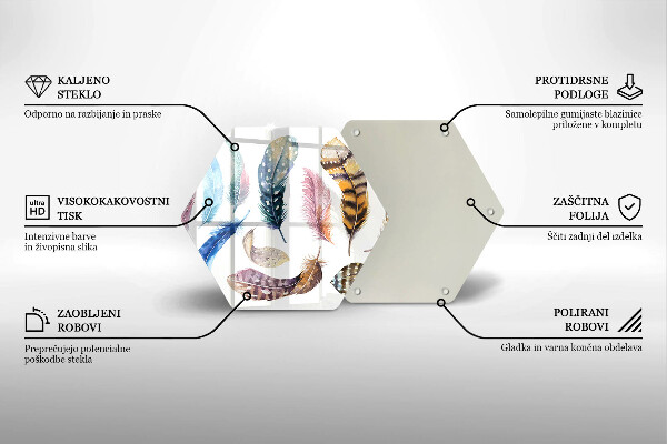 Skleněná deska do kuchyně Barevné ptačí peří