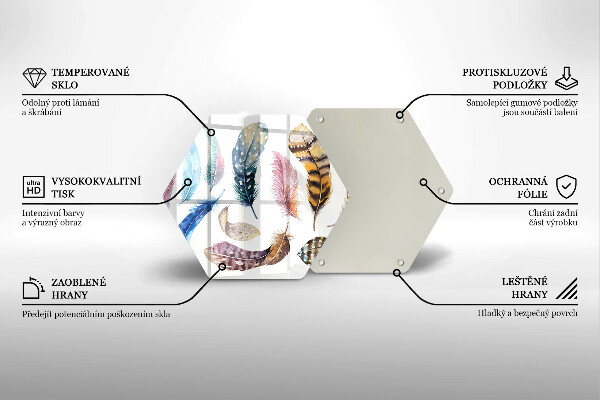Skleněná deska do kuchyně Barevné ptačí peří