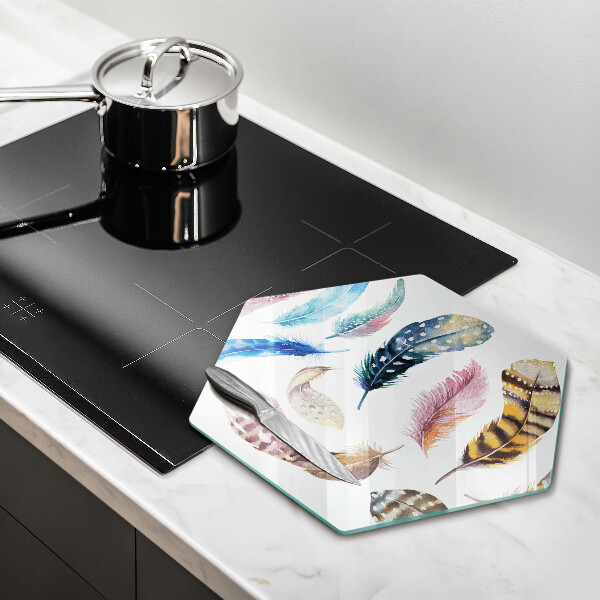 Skleněná deska do kuchyně Barevné ptačí peří