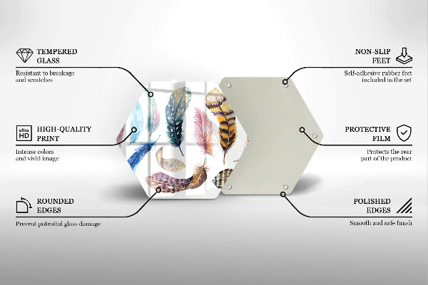 Skleněná deska do kuchyně Barevné ptačí peří