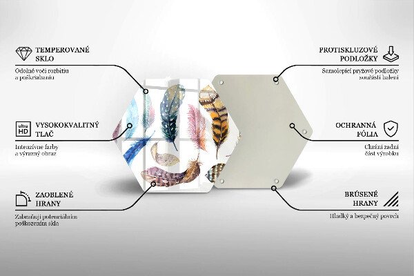 Skleněná deska do kuchyně Barevné ptačí peří