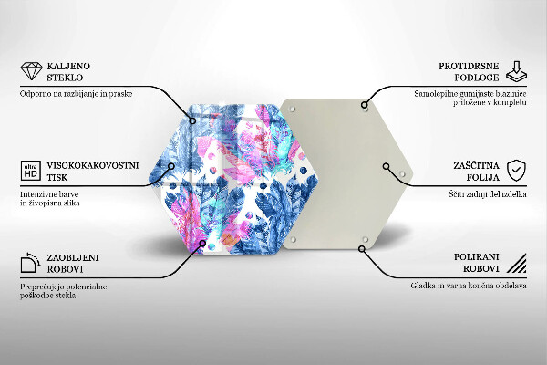 Skleněná deska do kuchyně Peří boho ilustrace