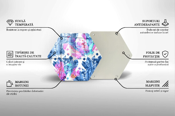 Skleněná deska do kuchyně Peří boho ilustrace