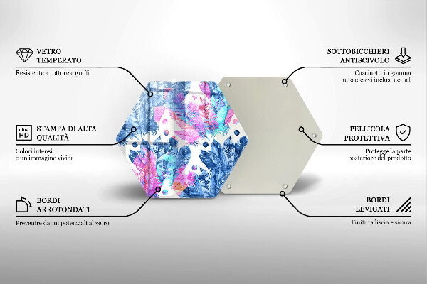 Skleněná deska do kuchyně Peří boho ilustrace