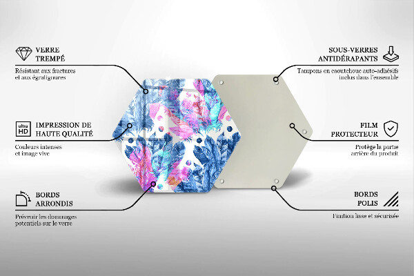 Skleněná deska do kuchyně Peří boho ilustrace
