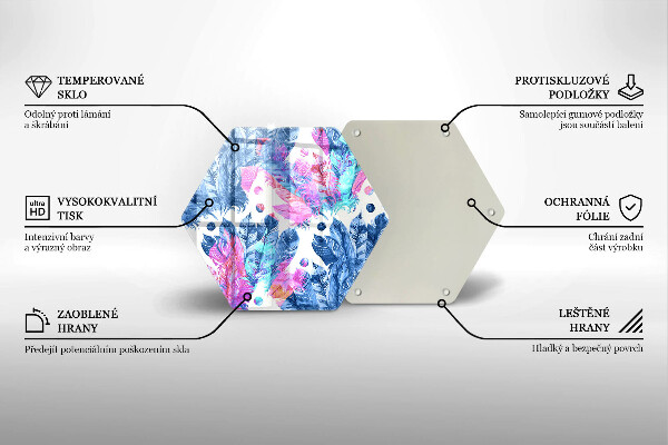 Skleněná deska do kuchyně Peří boho ilustrace