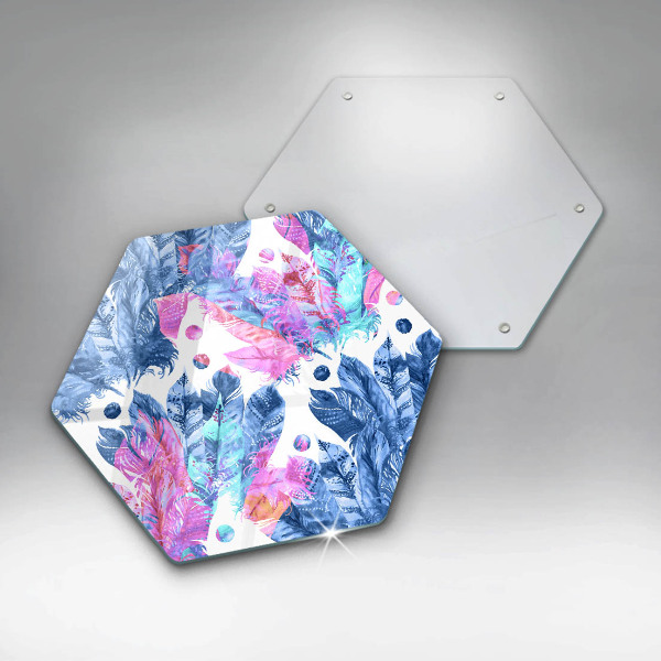 Skleněná deska do kuchyně Peří boho ilustrace