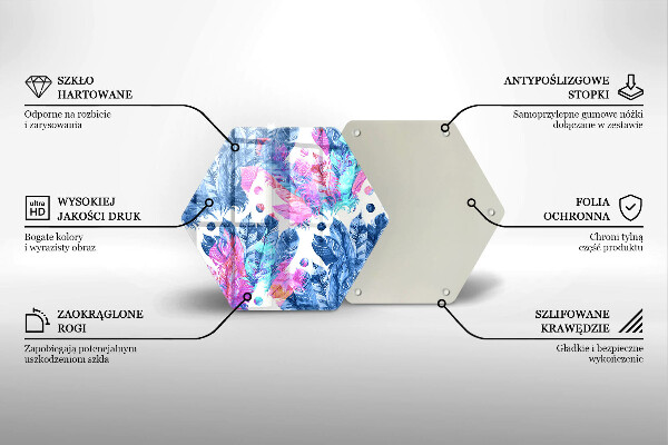 Skleněná deska do kuchyně Peří boho ilustrace