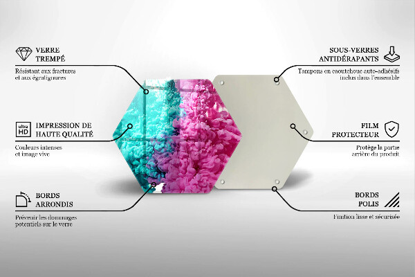 Skleněná deska do kuchyně Tyrkysově růžový kouř