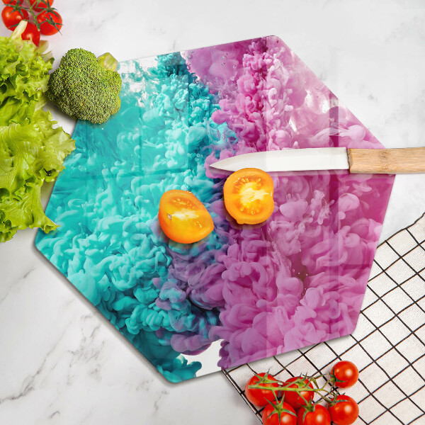 Skleněná deska do kuchyně Tyrkysově růžový kouř