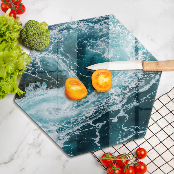 Skleněné krájecí prkénko Pěnivé vlny vody