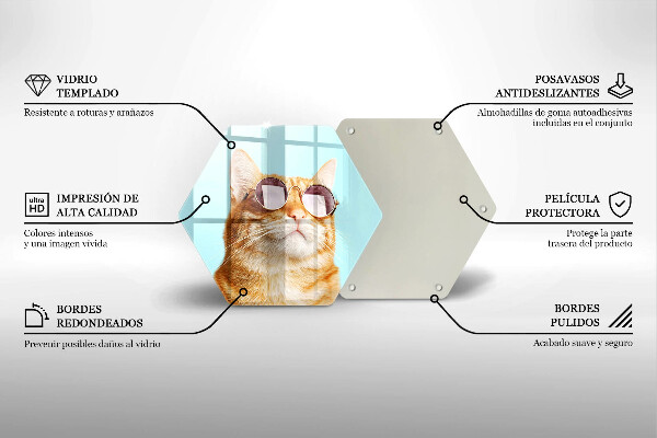 Skleněná krájecí deska Červená kočka s brýlemi