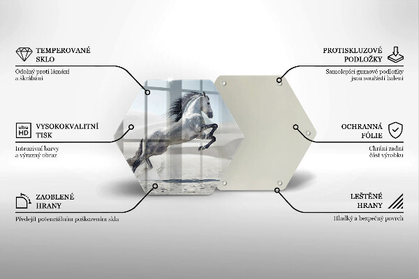 Skleněná deska do kuchyně Oře z bílého koně