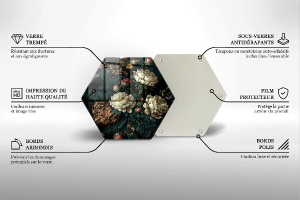 Skleněná deska do kuchyně Vintage květy pivoňky