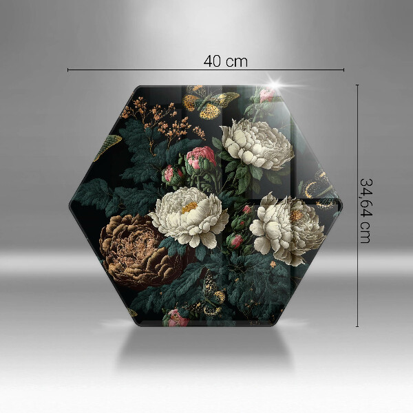 Skleněná deska do kuchyně Vintage květy pivoňky