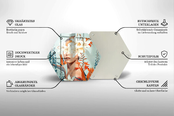 Skleněná deska do kuchyně Žena v květinách