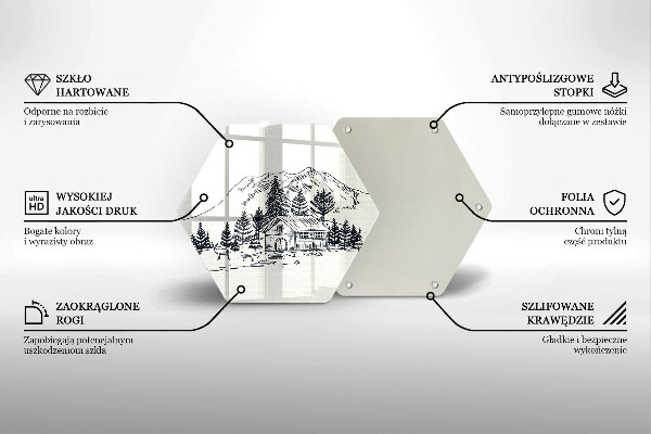 Skleněná deska do kuchyně Kresba chaty v horách