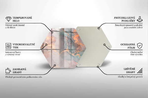 Skleněná krájecí deska Mramor se zlatem