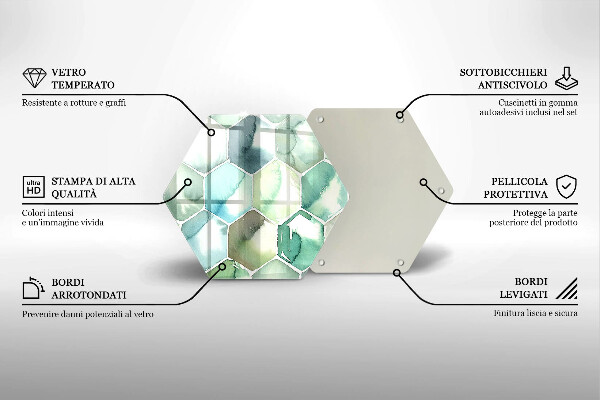 Skleněná deska do kuchyně Akvarel šestiúhelníky