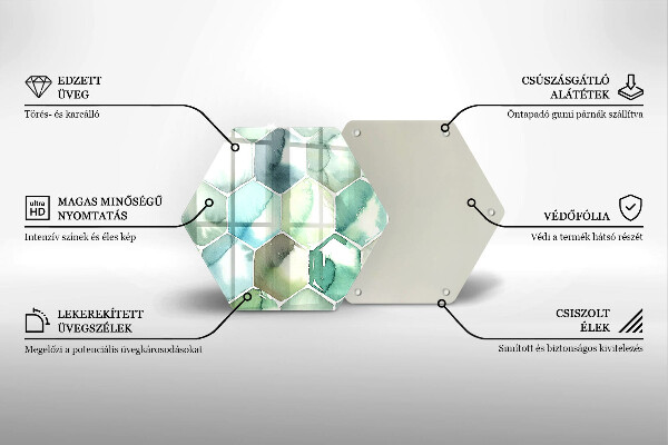 Skleněná deska do kuchyně Akvarel šestiúhelníky